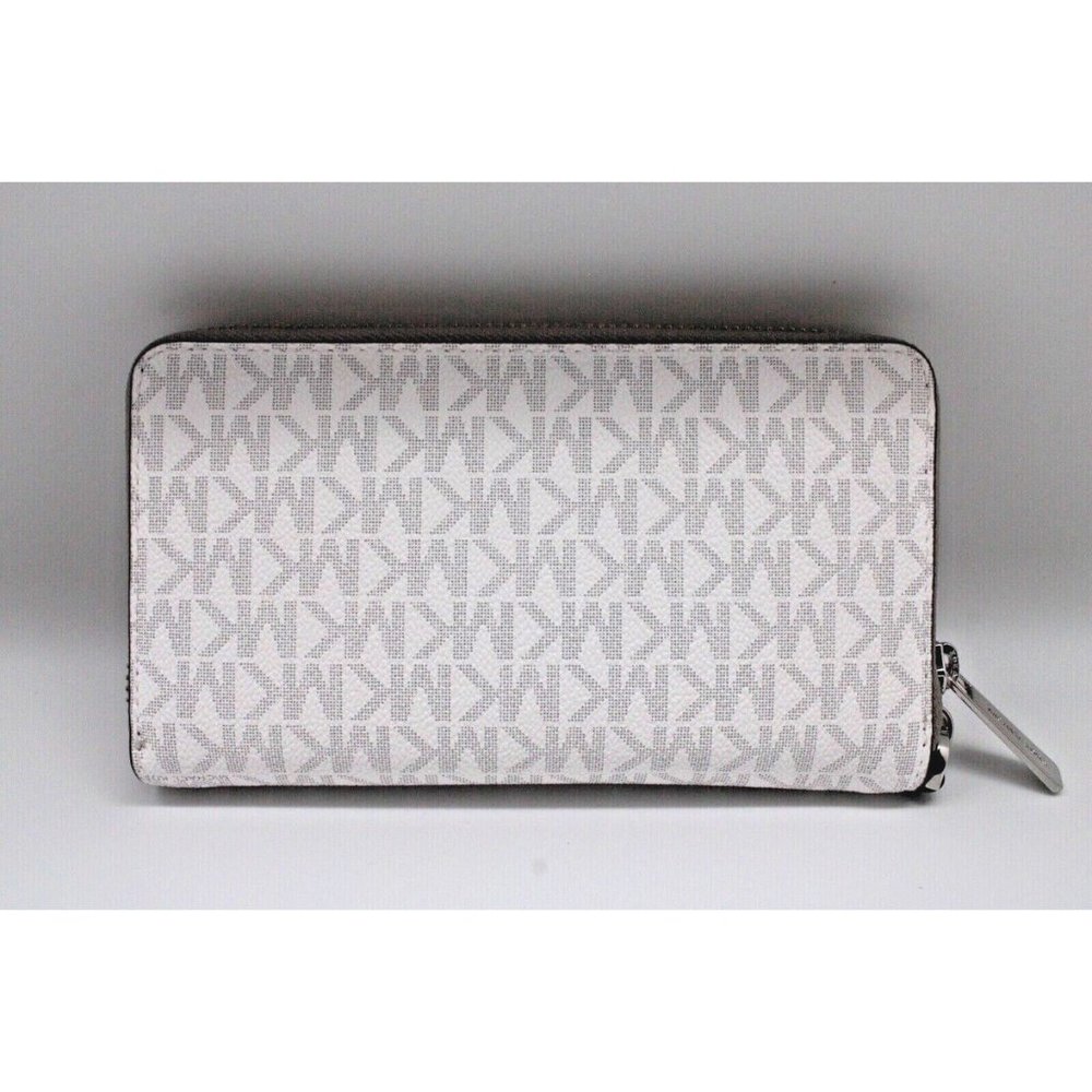 New Michael Kors Jet Set Travel Large Flat Phone Case Signature Bright White - Picture 3 of 3